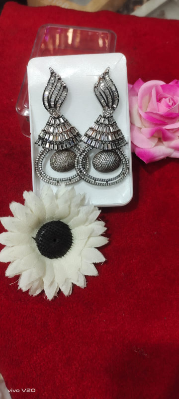 Oxidised Jhumkis in  Silver