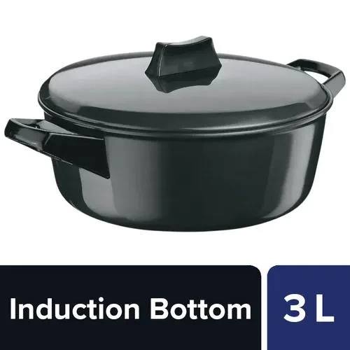 Hawkins Futura Hard Anodised Induction Base Cook N Serve Bowl - 24 cm,4.06 mm, With Lid, IACB30,