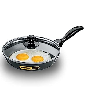 Hawkins Futura 22 cm Frying Pan, Non Stick Fry Pan with Glass Lid, Small Frying Pan, Black (NF22G)