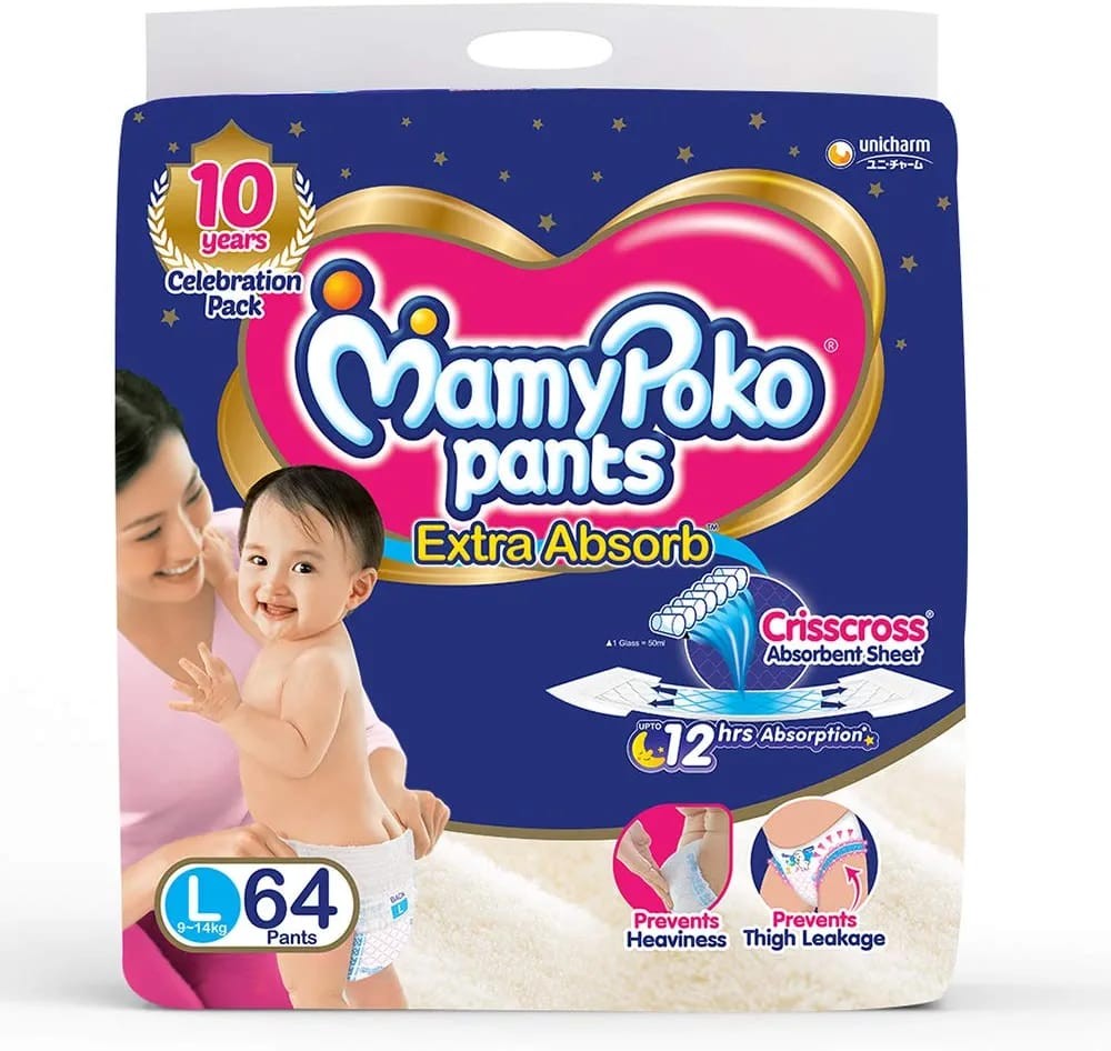 Mamy poko pants Extra Absorb Diaper (Size- L, 64pic)