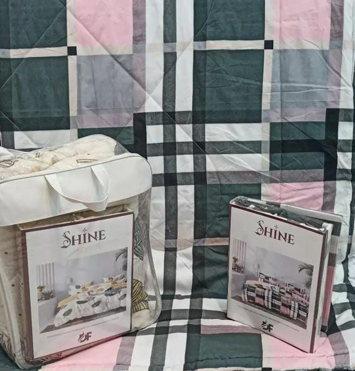 Shine blanket with pillow cover and bedsheet(checks)