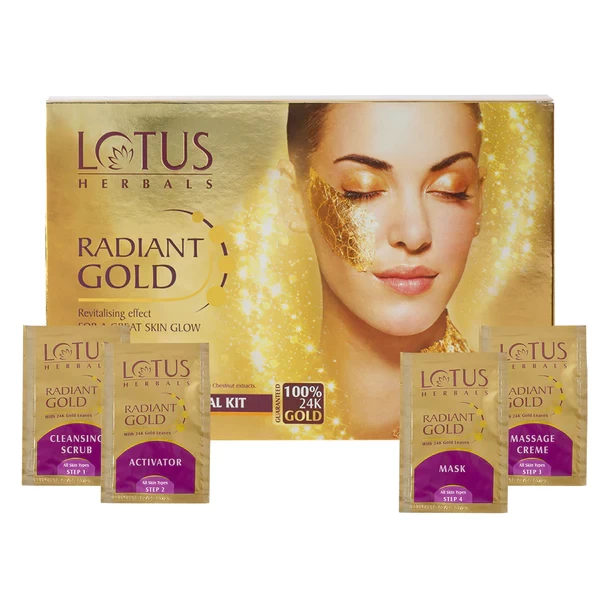 Lotus Herbal RADIANT GOLD Cellular Glow Salon Grade Single FACIAL KIT