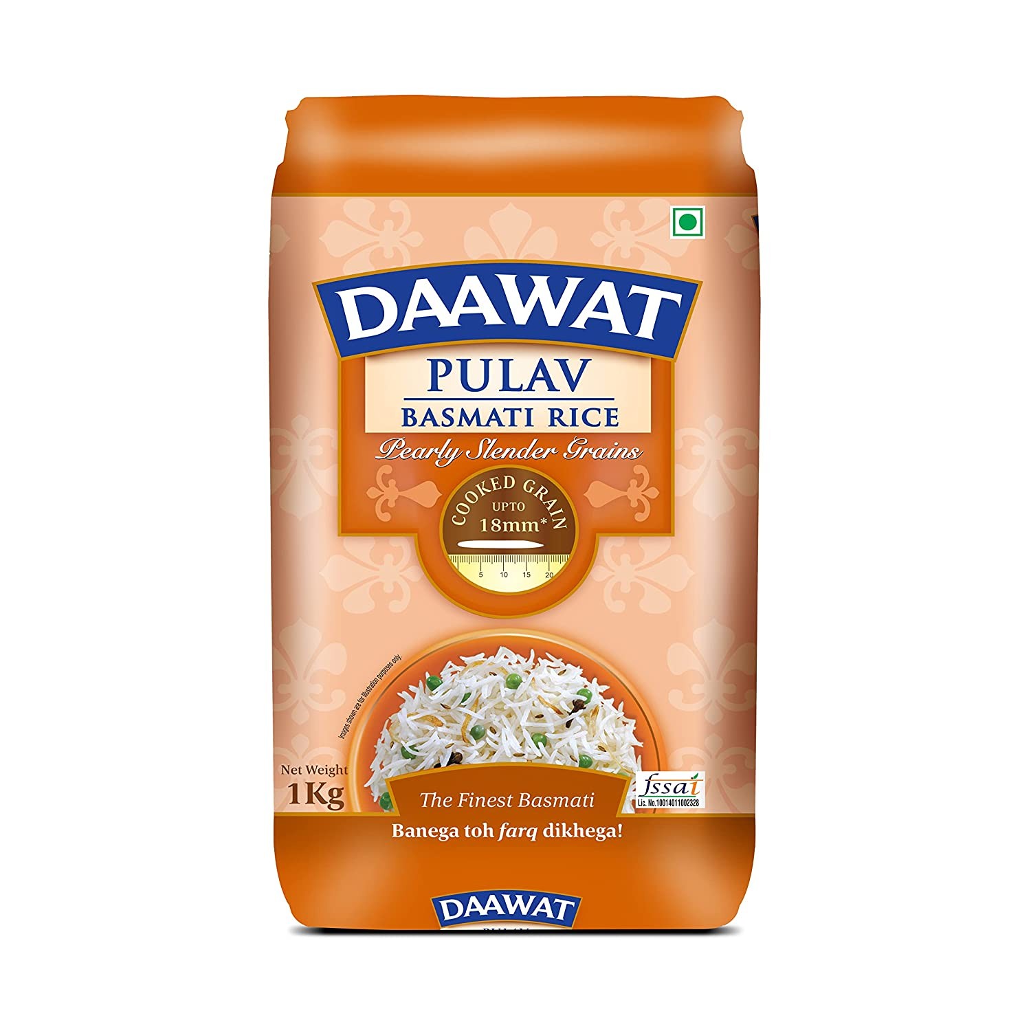 Daawat Pulav, Long Grains, Fluffy Basmati for finest Pulav, 1 Kg