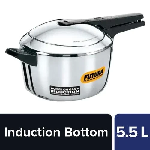 Hawkins Futura Inner Lid Pressure Cooker, Stainless Steel Cooker, Induction Cooker, Pan Cooker, Silver