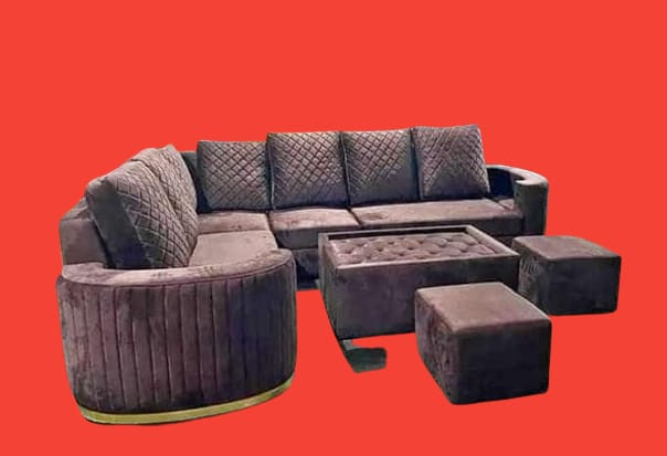 Leatherette 8 Seated sofa Set with Pillow And Table
