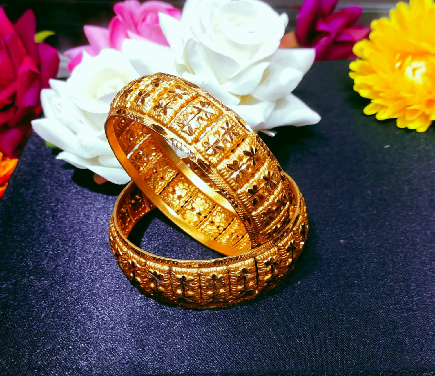Kade Set, Butterfly Design Kangan,Golden Colour Kada Fancy Designer Pieces Traditional Bangles for Women & Girls ( Pack of 2 )