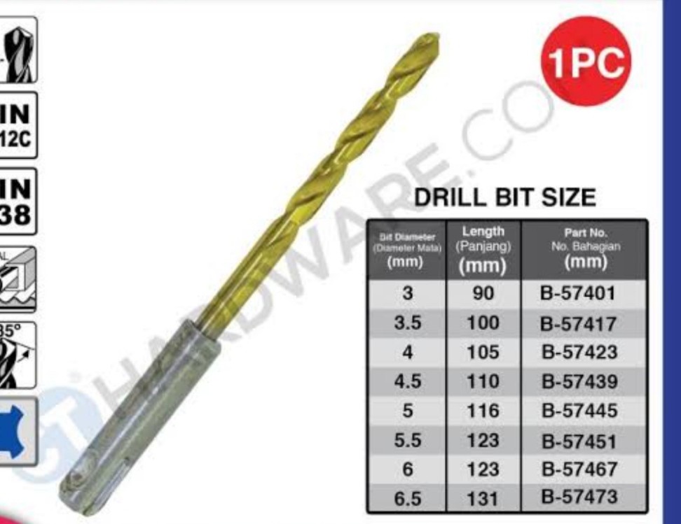 SDS- Plus HSS Tin Metal 3.5-100 Hammer (1pc)
