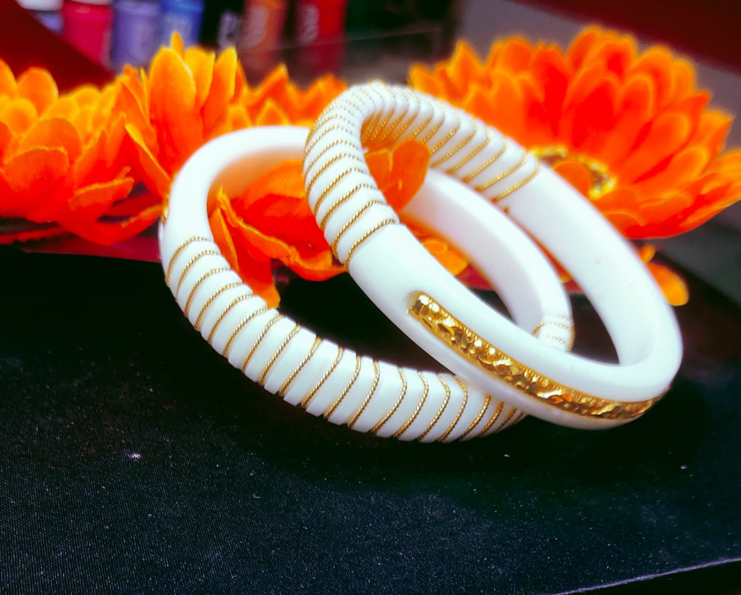Gold Plated Acrylic Shakha Bangle Set Pack of 2