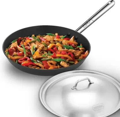 Hawkins Non Stick Frying Pan with Stainless Steel Handle (INFS30) Fry Pan 30 cm diameter 2.5 L capacity  (Hard Anodised, Non-stick, Induction Bottom)