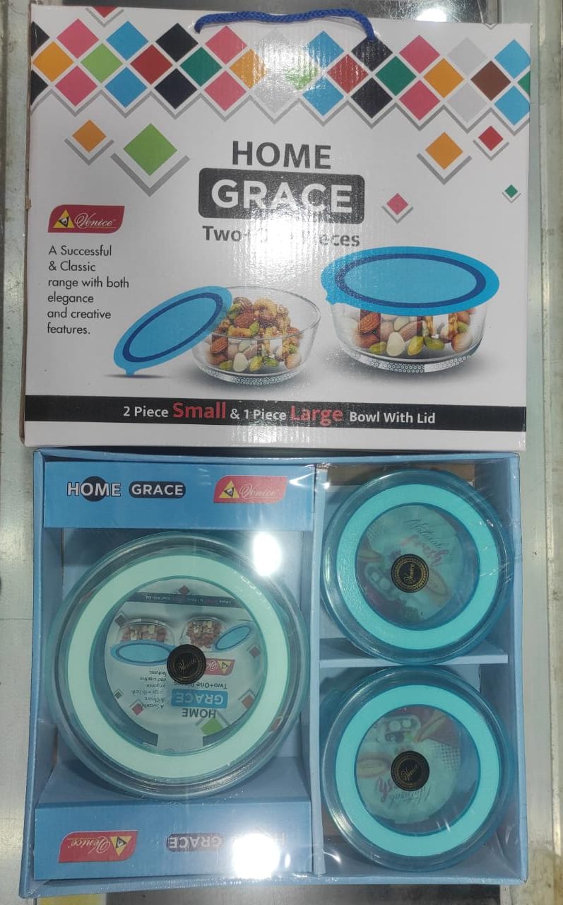 Home Grace Micro oven Glass Bowl set With Lid