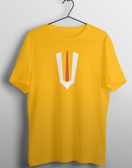 Men Printed Round Neck Yellow T-Shirt(M)