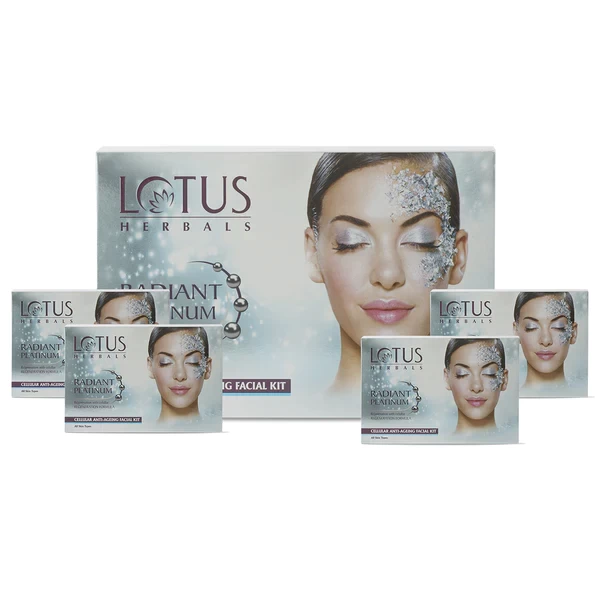 Lotus Herbal RADIANT PLATINUM Cellular Anti-Ageing Salon Grade 4 FACIAL KIT