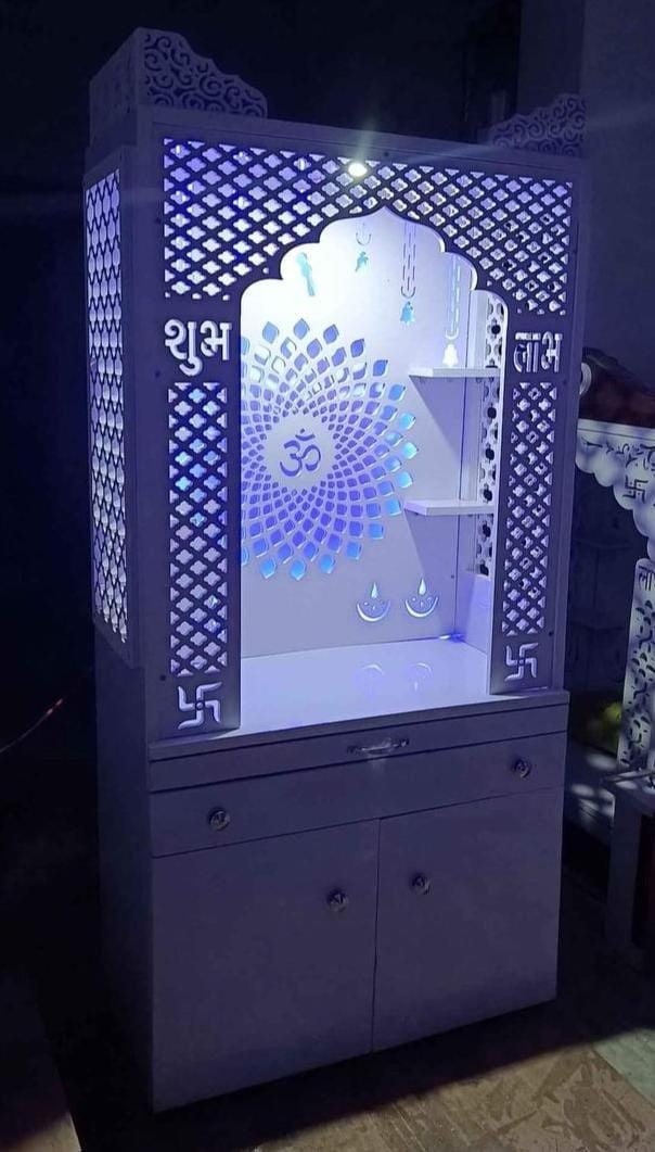 Modern singhasan (temples). Material - waterproof plywood A grade sunmica wood plastic compost, stainless steel fittings LED Lights.