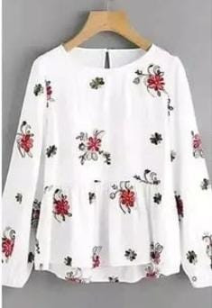 Women's Embroidered Rayon Regular Top (White)