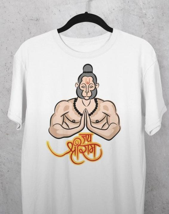 Men Printed Round Neck White T-Shirt(Large)