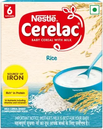 Nestle Cerelac Baby Cereal with milk and Rice BIB pack Cereal  (300 g, 6+ Months)