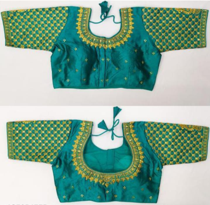 Women's Silk Embroidery Coding Sequin Work Readymade Blouse