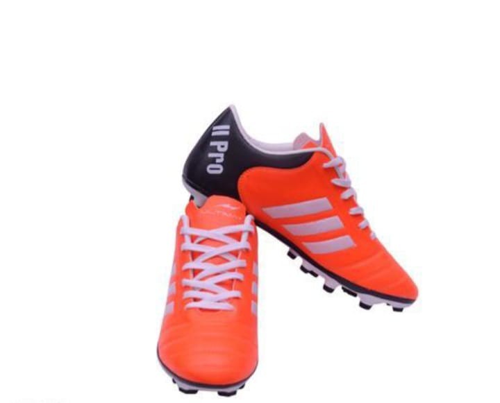 Messi 11 Pro Orange Synthetic TPU Football Studs Shoes Football Shoes For Men  (Orange, Black/Light Blue/Green)