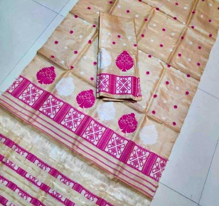 Pure Toss Silk Mark Mekhla Sador Saree With Blouse