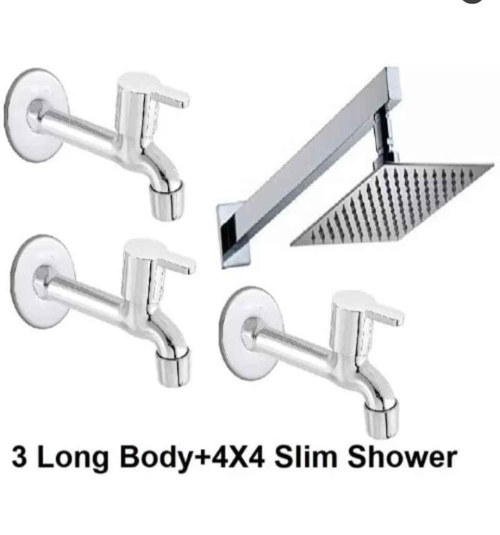 Fastgear stainless steel chrome finish 3 long body tap set with 4*4 slim shower