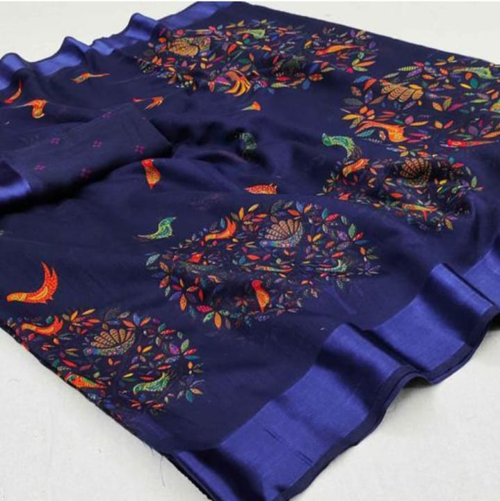 Beautiful Cotton Mix Saree With Blouse Piece