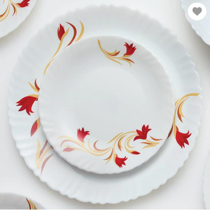 Larah by Borosil Opalware Dinner Set, 12 Pieces,