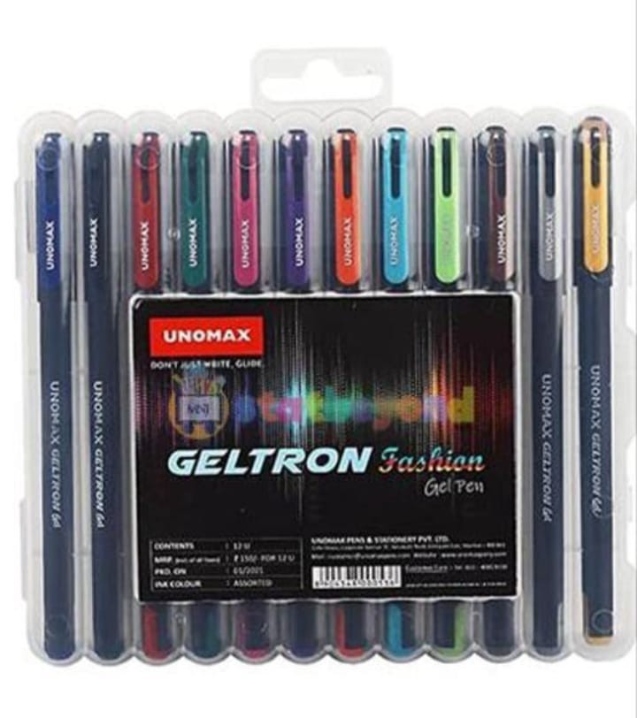 Unomax Geltron Fashion Gel Pen – Set of 12 Colours