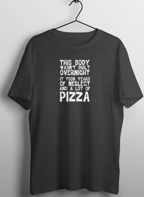 Men Printed Round Neck Black T-Shirt(M)