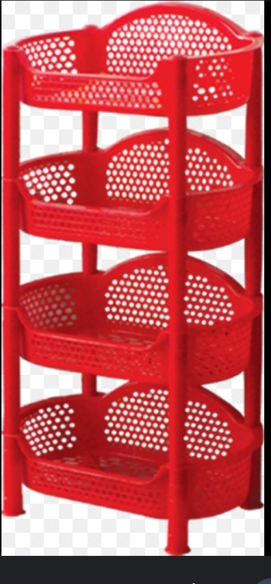 Npoly plastic 4 stap kitchen rack ( red ) With Dish Part
