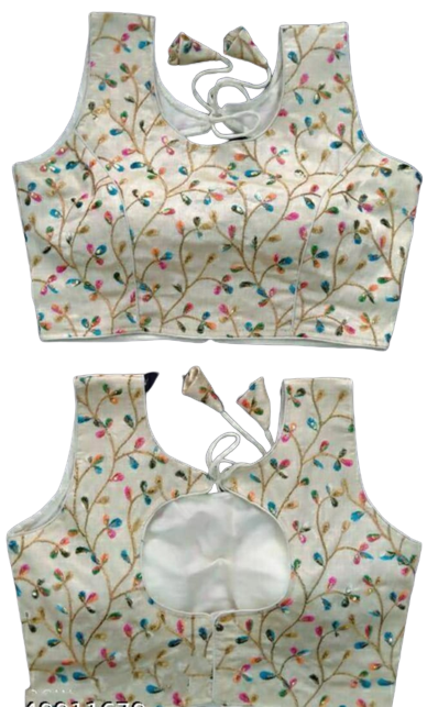 Women's Net Sequin Work Sleeveless Readymade Blouse