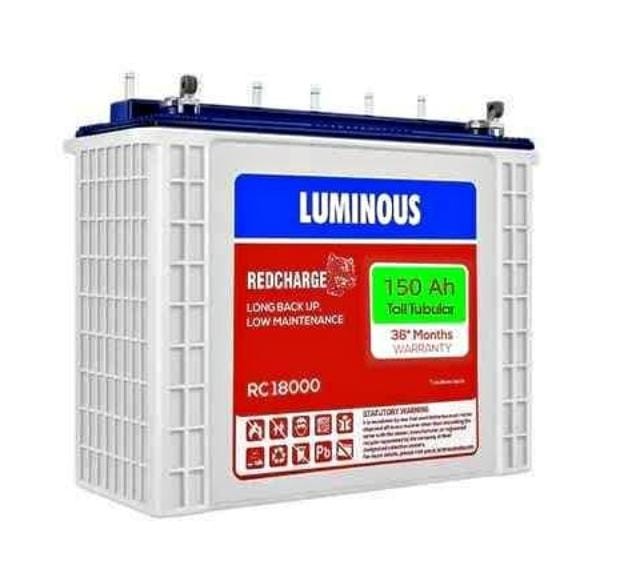 Luminous RedCharge RC 18000 ST 150AH Short Tubular Plate Inverter Battery for Home, Office & Shops