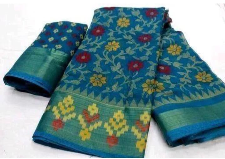 Floral Print, Woven, Embellished Bollywood Cotton Blend, Pure Cotton Saree
