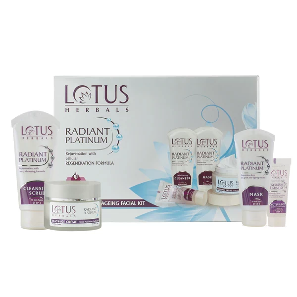 Lotus Herbal RADIANT PLATINUM Cellular Anti-Ageing Salon Grade FACIAL KIT