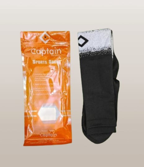 Captain Sport Socks Of Free Size Of Black And White Colour