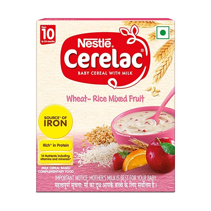 Nestle Cerelac Baby Cereal with Milk , Wheat - Rice Mixed Fruit , From 10 to 24 Months , Stage 3, Source of Iron & Protein , 300g