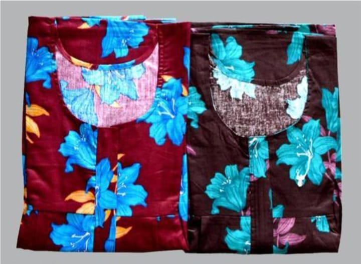 Women's 100% Cotton Printed Maternity Maxi Length Nighties