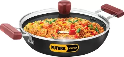 Hawkins Non Stick Cook n Serve Frying Pan with Glass Lid (NCF28G) Fry Pan 28 cm diameter with Lid 3 L capacity  (Hard Anodised, Non-stick)