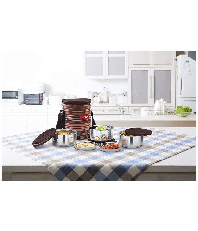 Milton Ribbon 3 Stainless Steel Lunch Box with Jackets, Set of 3