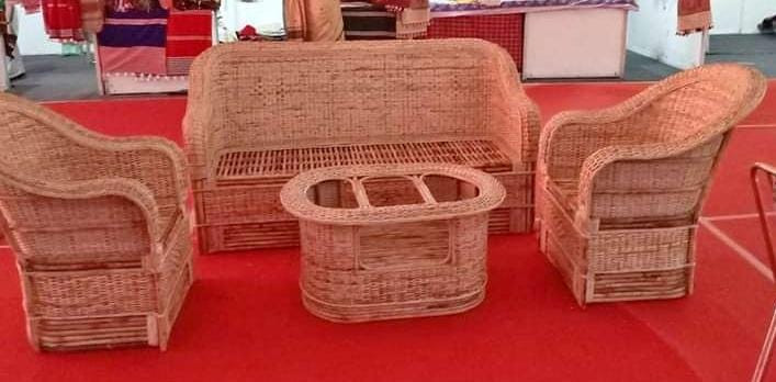 Cane Sofa Set With Table