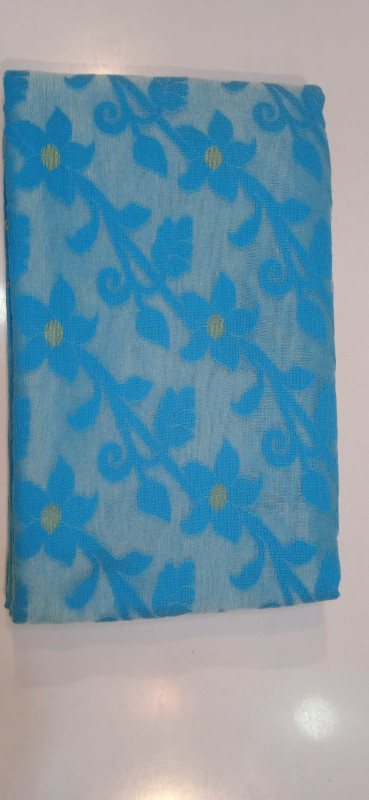 Soft Cotton Tant Saree (blue white)