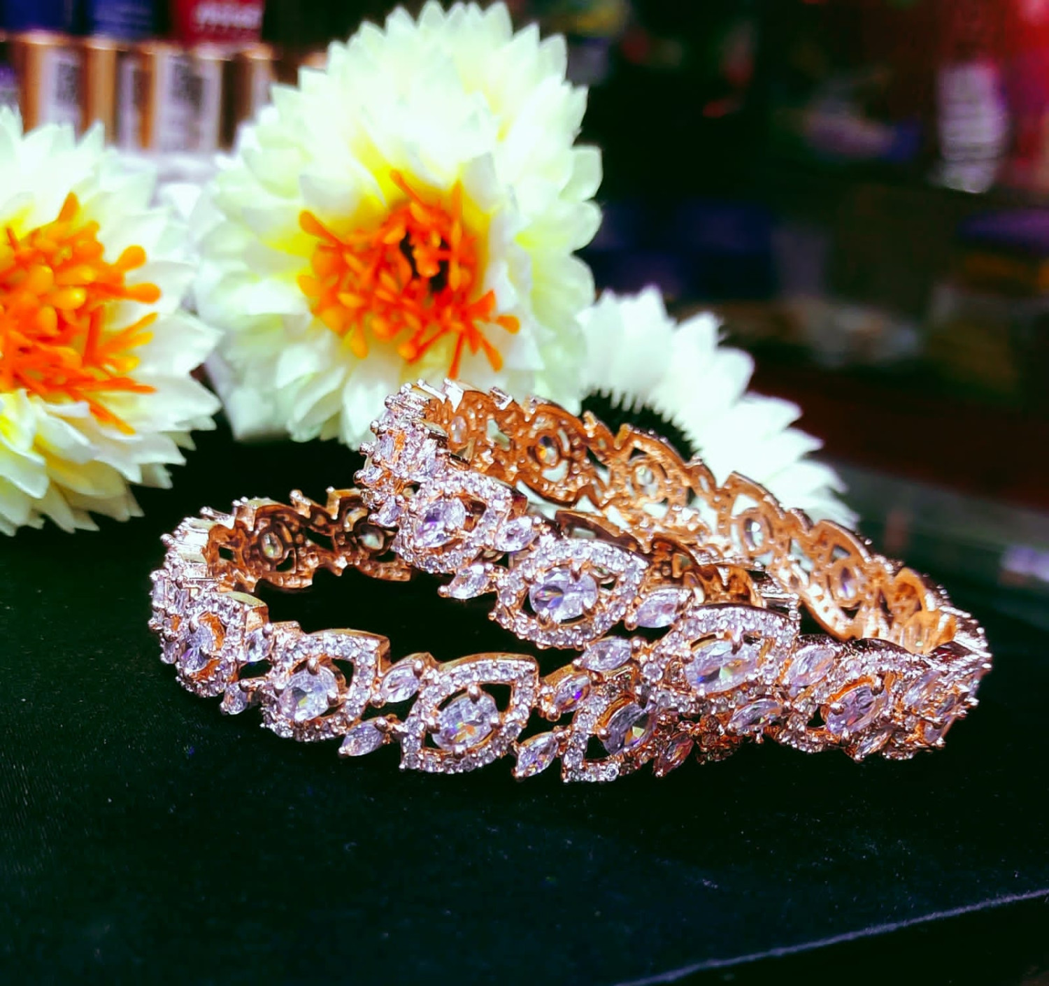 American Diamond Gold Plated Bangles For Women and Girls