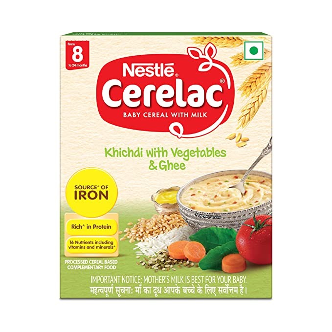Nestle Cerelac Baby Cereal with Milk , Khichdi with Vegetables & Ghee , From 8 to 24 Months ,Stage 2, Source of Iron & Protein , 300g