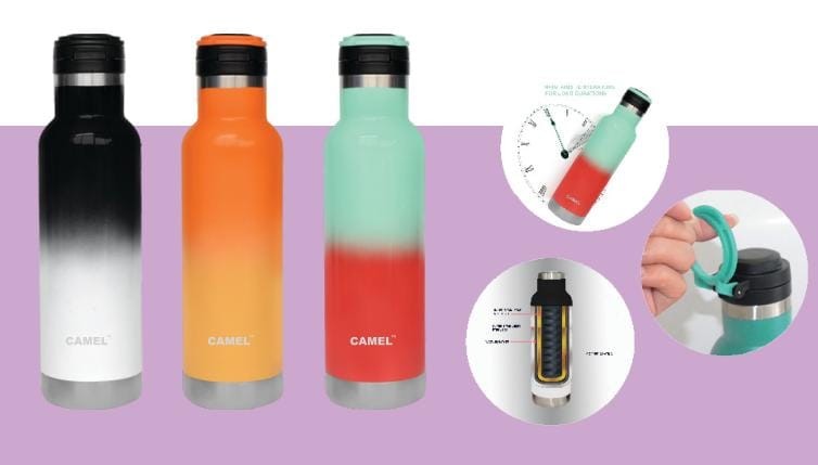 Camel Go One Touch In 4 Colours Touch Lid With Handle Of 650ml