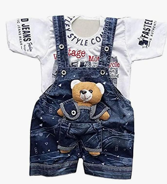 Baby Boy Casual Wear Denim Dungaree Dress Set(5-8 months)