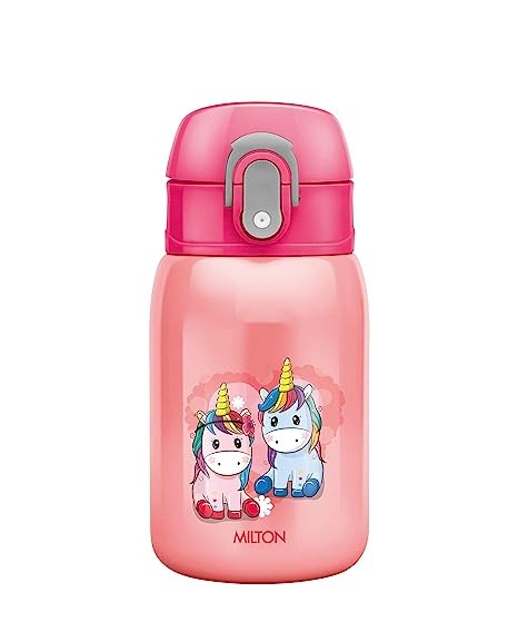 Milton Jolly 475/375/275ml Thermosteel Kids Water Bottle, Pink,purple,green,Aqua White colour