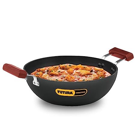 Hawkins Futura 3.5 Litre Deep Kadhai, Non Stick Kadai, Flat Bottom Induction Kadhai, Black (INK35)
