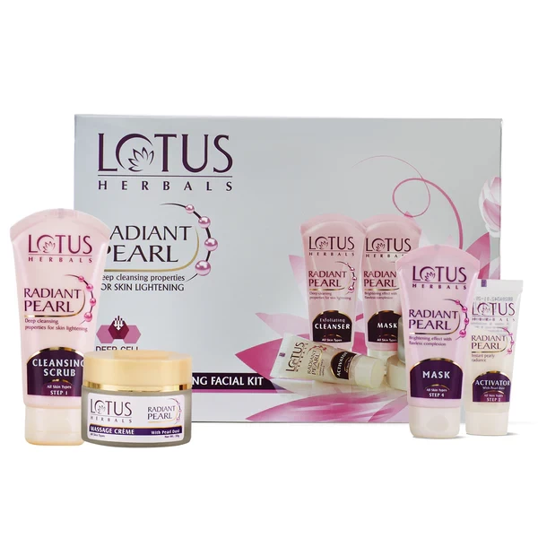 Lotus Herbal RADIANT PEARL Cellular Lightening Salon Grade FACIAL KIT