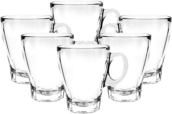 Ocean Drink Coffee & Tea Cup  Caffe Americano  355ML , Clear ,P02440, 6 PC SET