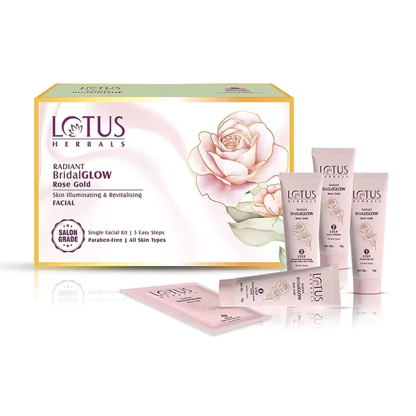 Lotus Herbal Radiant ridal GLOW ROSE GOLD Skin Illuminating & Revitalising Facial 4IN1 Kit