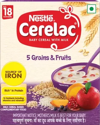 Nestle Cerelac 5 Grains & Fruits Cereal  (300 g, 18+ Months)